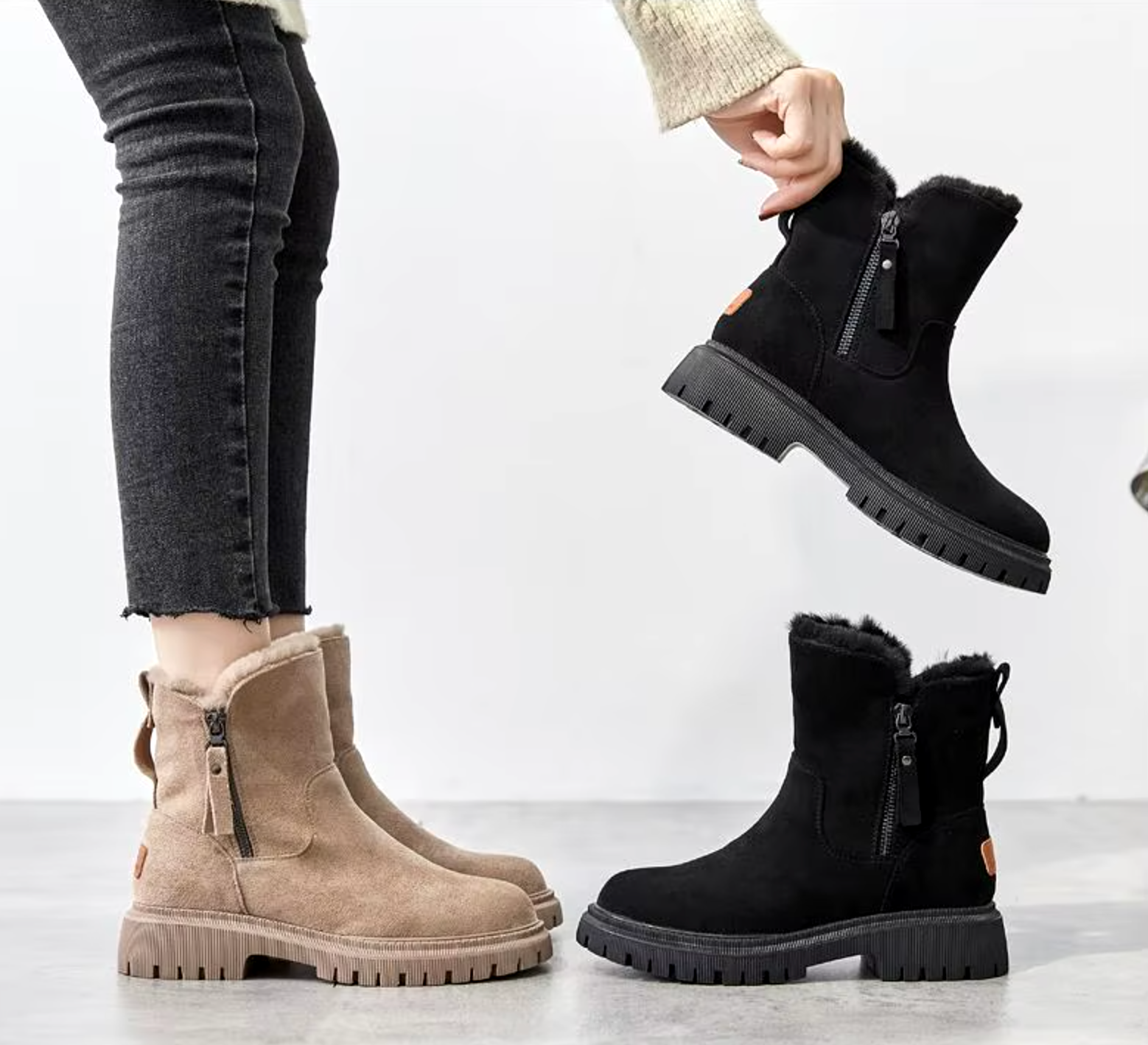 Marvella | Warme Damen-Stiefeletten mit Fellfutter & Chunky-Sohle