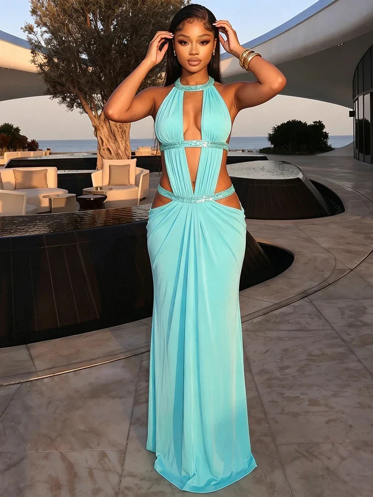 Aurelina Cut-Out Maxikleid – letzte Studio-Detailaufnahme