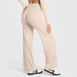 Yoga-Hose Damen Apricot High Waist Flared mit weitem Bein – Livia von Talaine, Farbansicht Apricot
