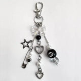 LuckyCharm Schlüsselanhänger Schwarz-Weiß mit Charms