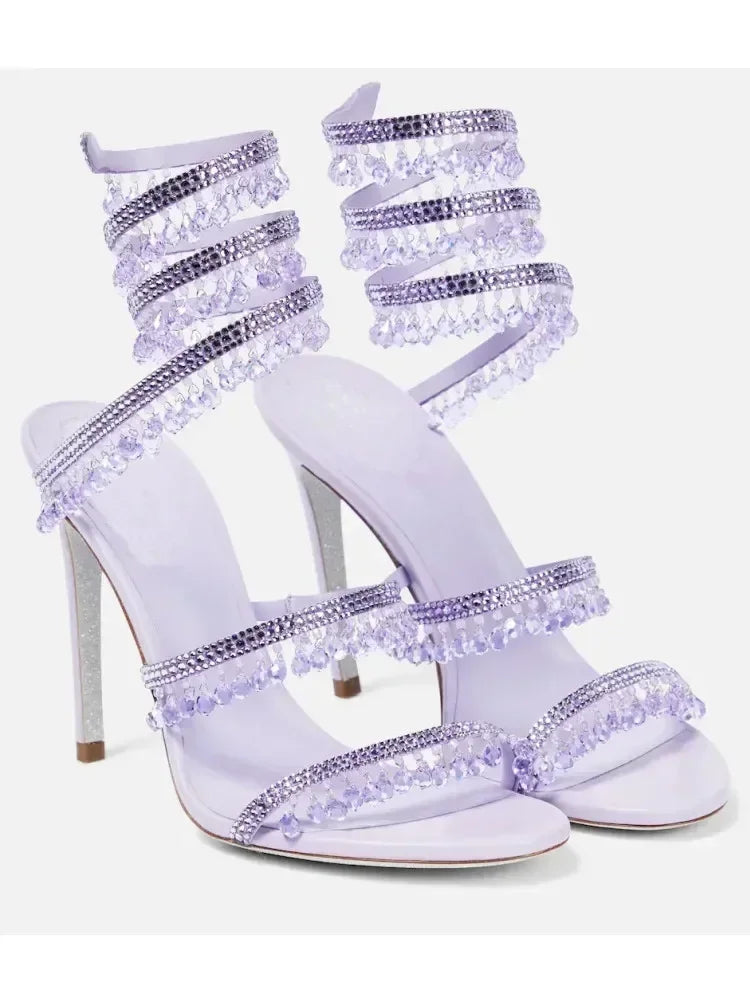 Zyrelia Crystal Wrap Heels lila mit glitzernden Akzenten