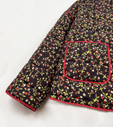 Patch & Puff Damenjacke schwarz rot blumenprint
