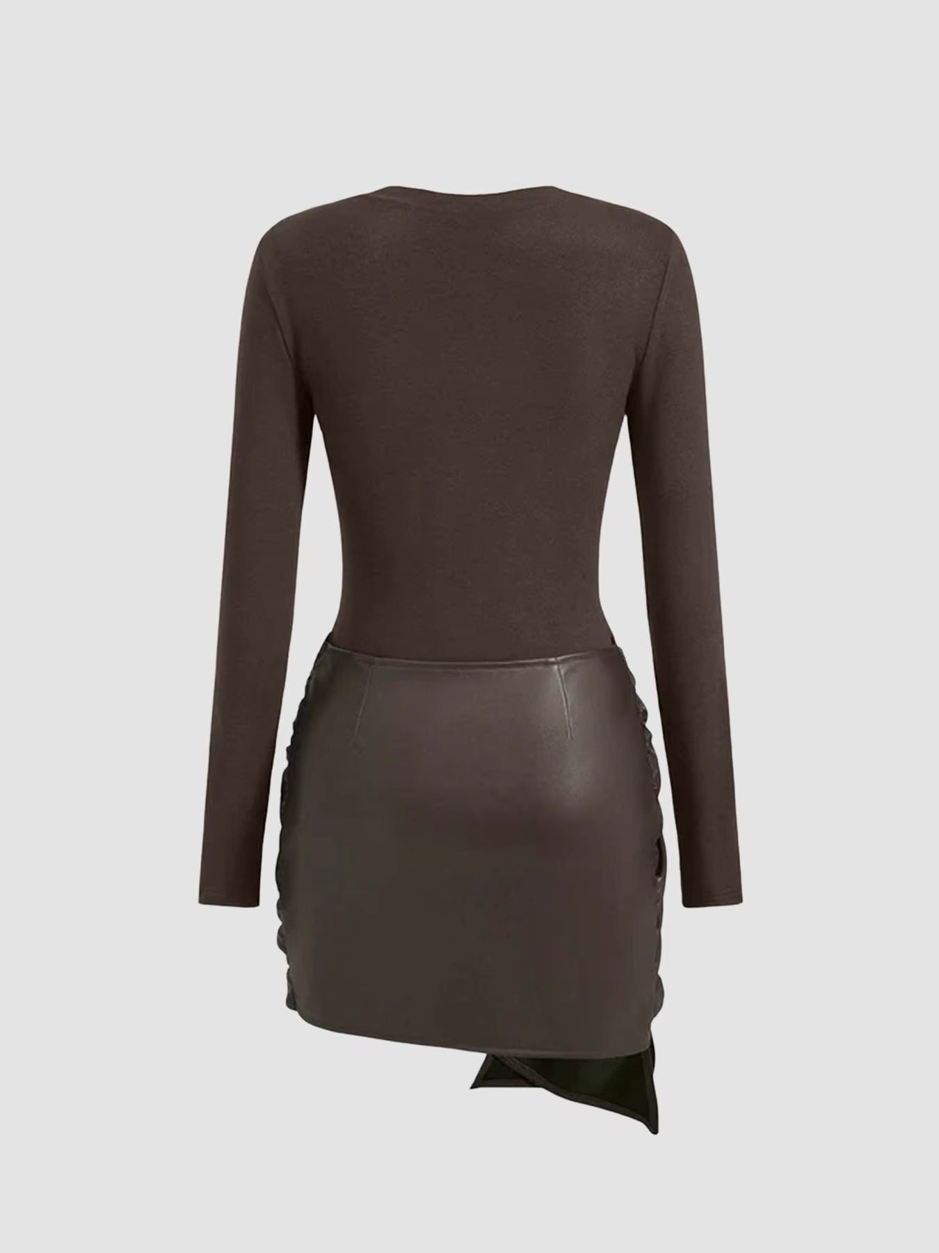 Narelle | Figurbetontes Minikleid mit veganem Leder-Drapierungseffekt