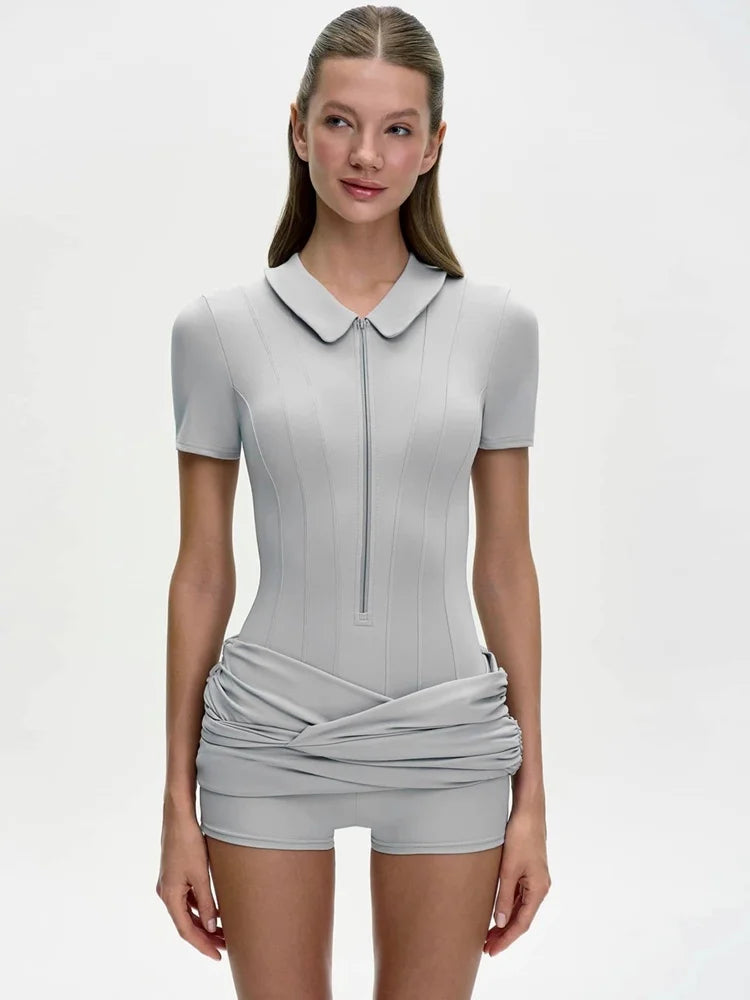 Poloshirt-Body und Wickelrock Set Damen – Liva von Talaine, Vorderansicht