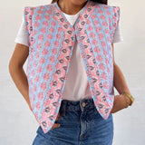 Poppy Puffer Bodywarmer mit Retro-Print für Damen – fröhlicher Blickfang