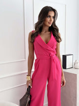 Giuliana Jumpsuit in Rosa – Mouwloser Damen Overall mit Taillenband
