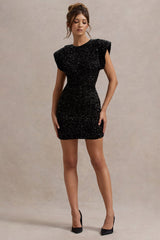 Shine Bright Mini Kleid seitliche Ansicht mit verstärkten Schultern
