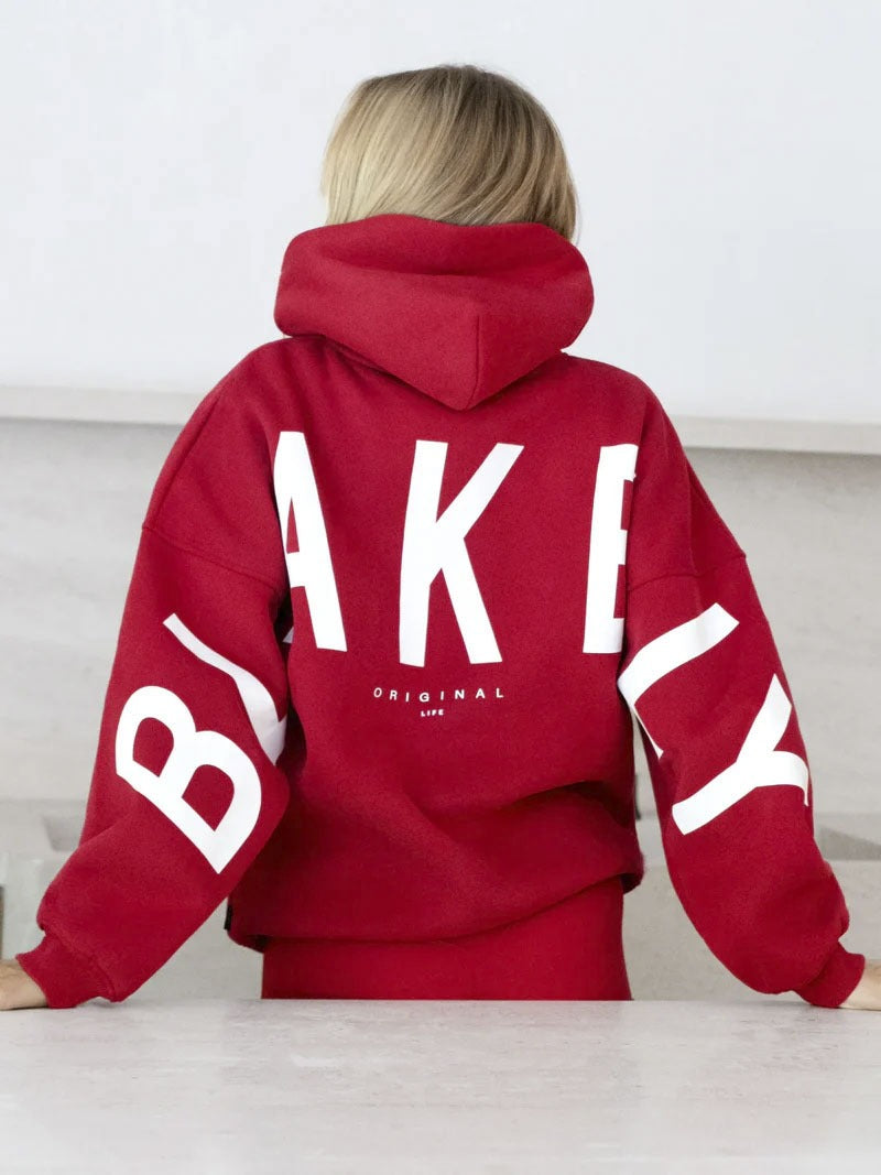 Blayen Oversized Sweatshirt Damen Rot mit großem Backprint – Talaine