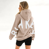 Blayen Oversized Sweatshirt Damen Taupe mit großem Backprint – Talaine