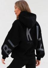 Blayen Oversized Sweatshirt Damen Schwarz mit großem Grauem Backprint – Talaine