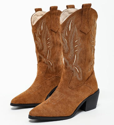 Alvara Western Boots | Cowboy-Stiefel für Damen mit Blockabsatz & Stickerei