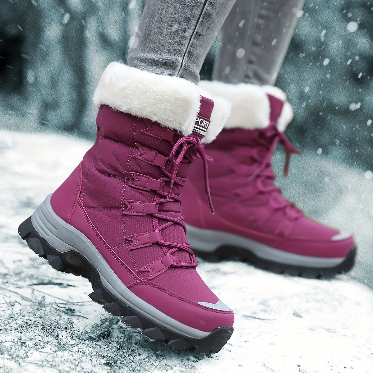 Norvella | Warme Damen-Winterstiefel mit Fellkragen & Profilsohle
