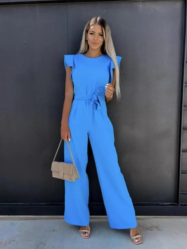 Florentine | Eleganter Jumpsuit mit Schmetterlingsärmeln & Bindegürtel