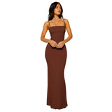 Valéria Abendkleid in Braun – elegantes Bodycon Maxikleid mit Rückenausschnitt
