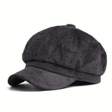graue cordcap mit weicher struktur und kurzem schirm