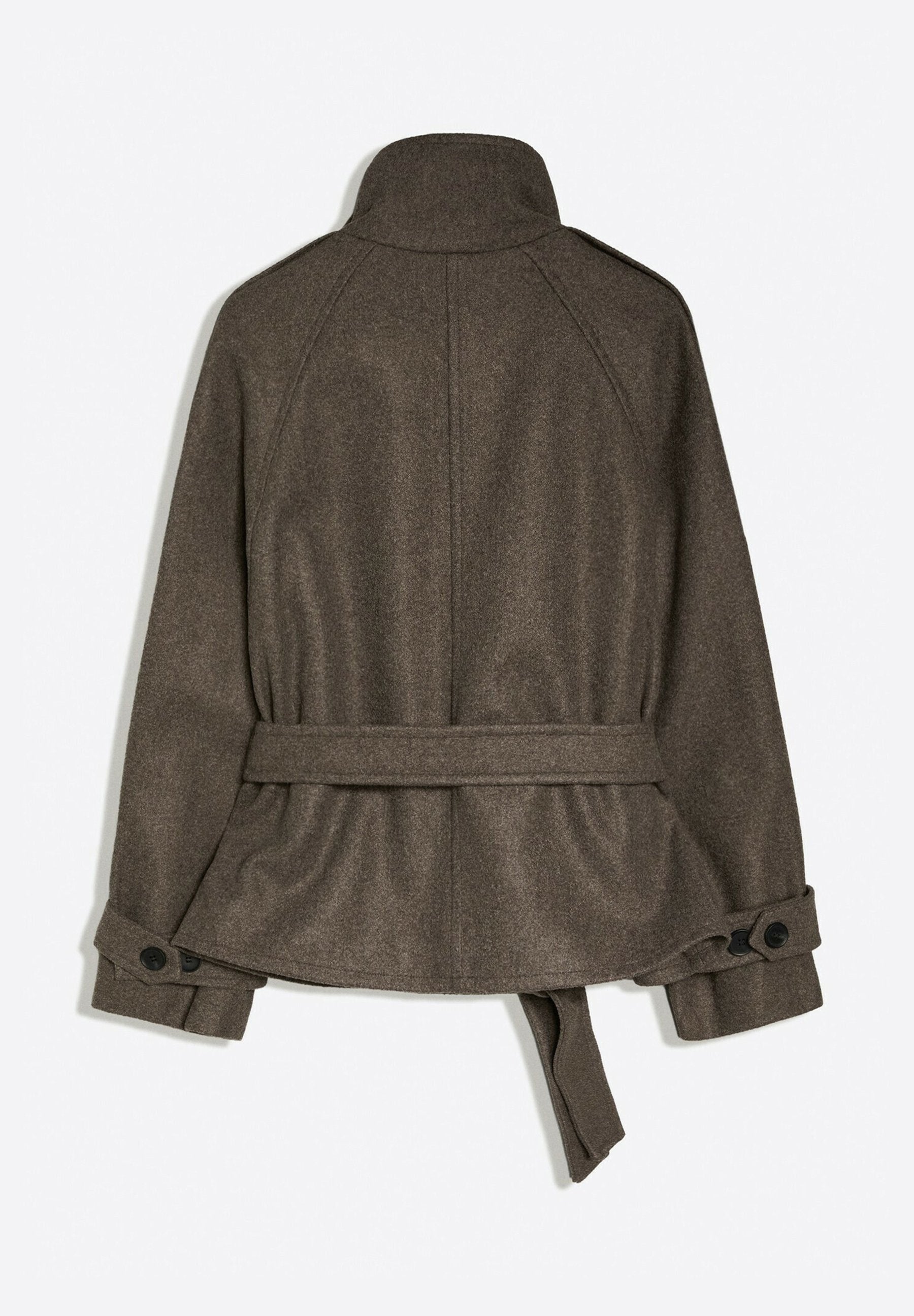Kurzer Trenchcoat mit Stehkragen – Stoffdetail