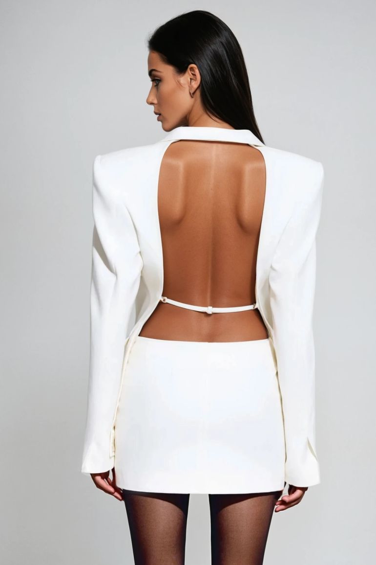 weiße blazer jacke mit offenem rücken