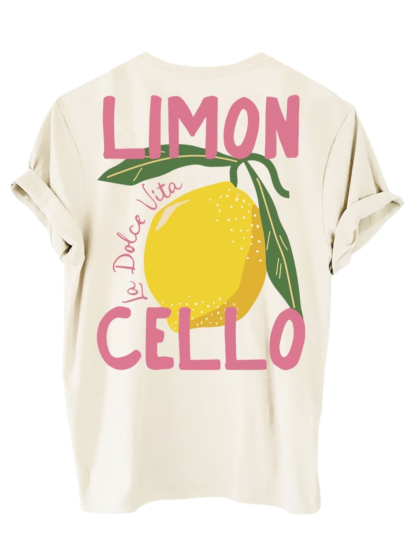Limonvita Damen-T-Shirt in Weiß mit Limoncello-Print – Rückansicht