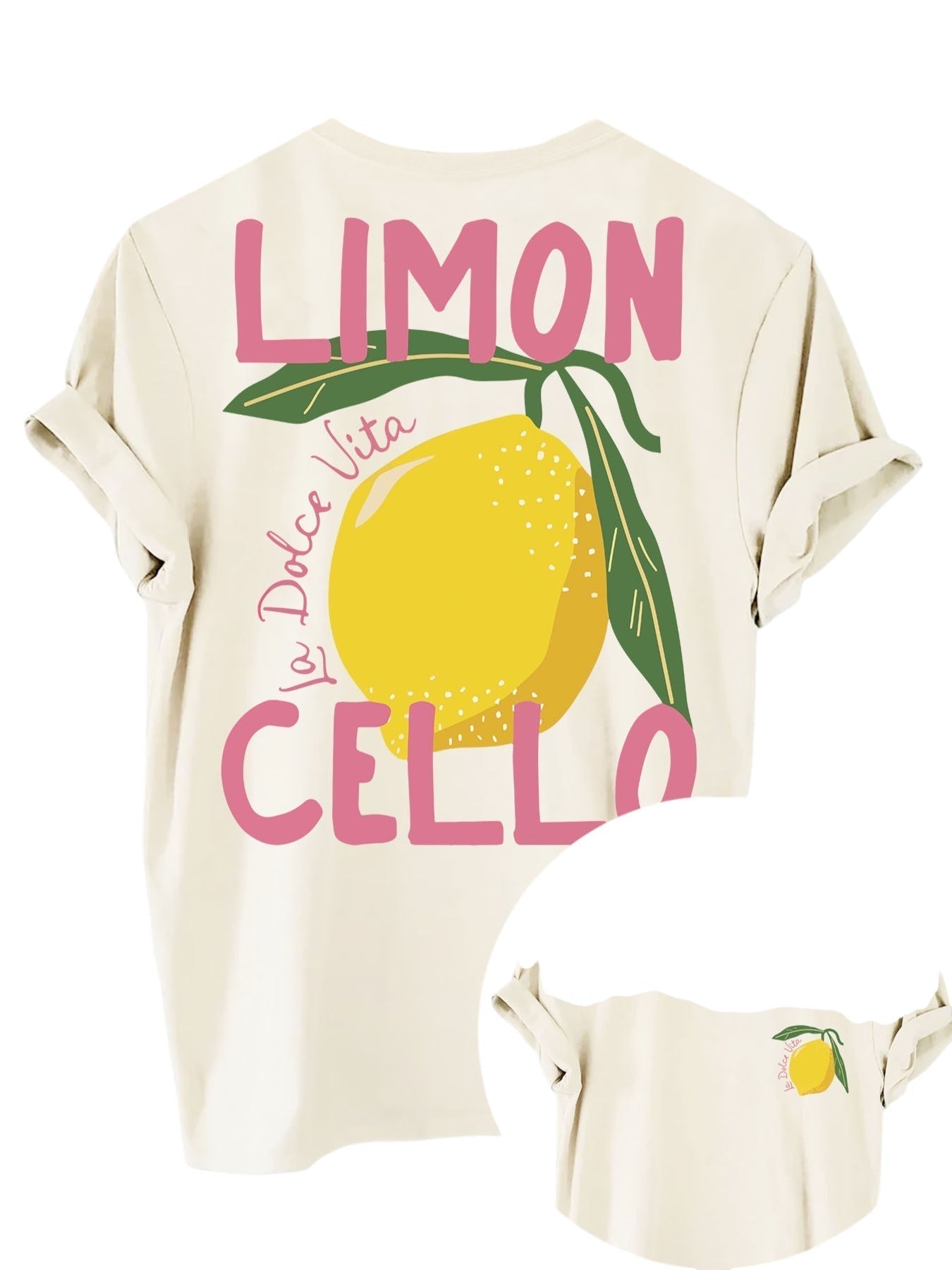 Limonvita Damen-T-Shirt in Weiß mit Zitronen-Print und Schriftzug – Frontansicht