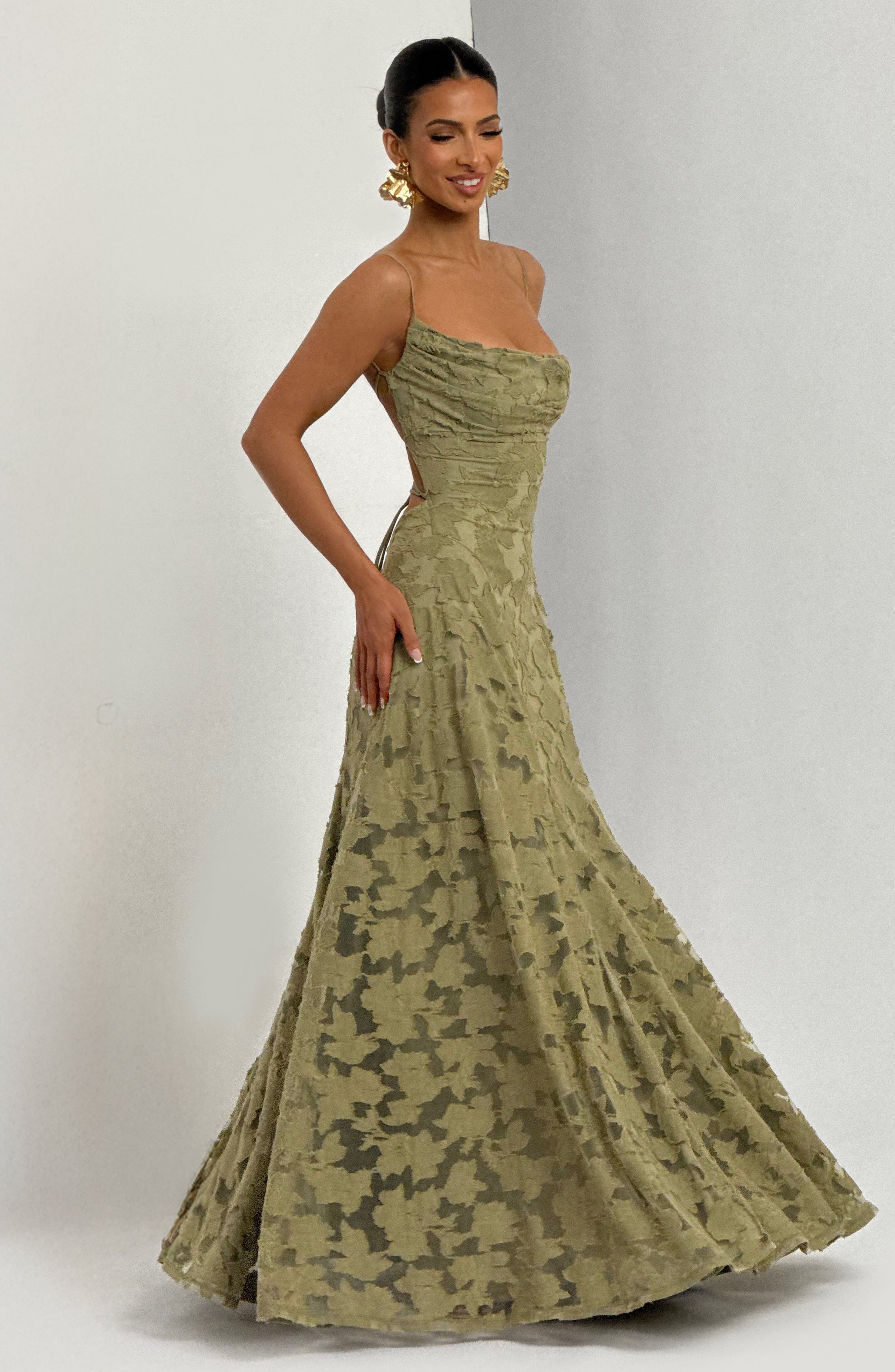 Florencia | Maxikleid mit Rückenausschnitt & Blumenstruktur
