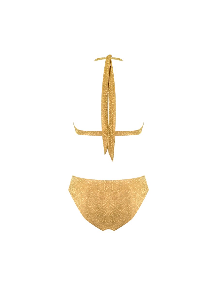Badeanzug Damen Gold mit pareo-artigem Rock – Seraya von Talaine, Abend-Look