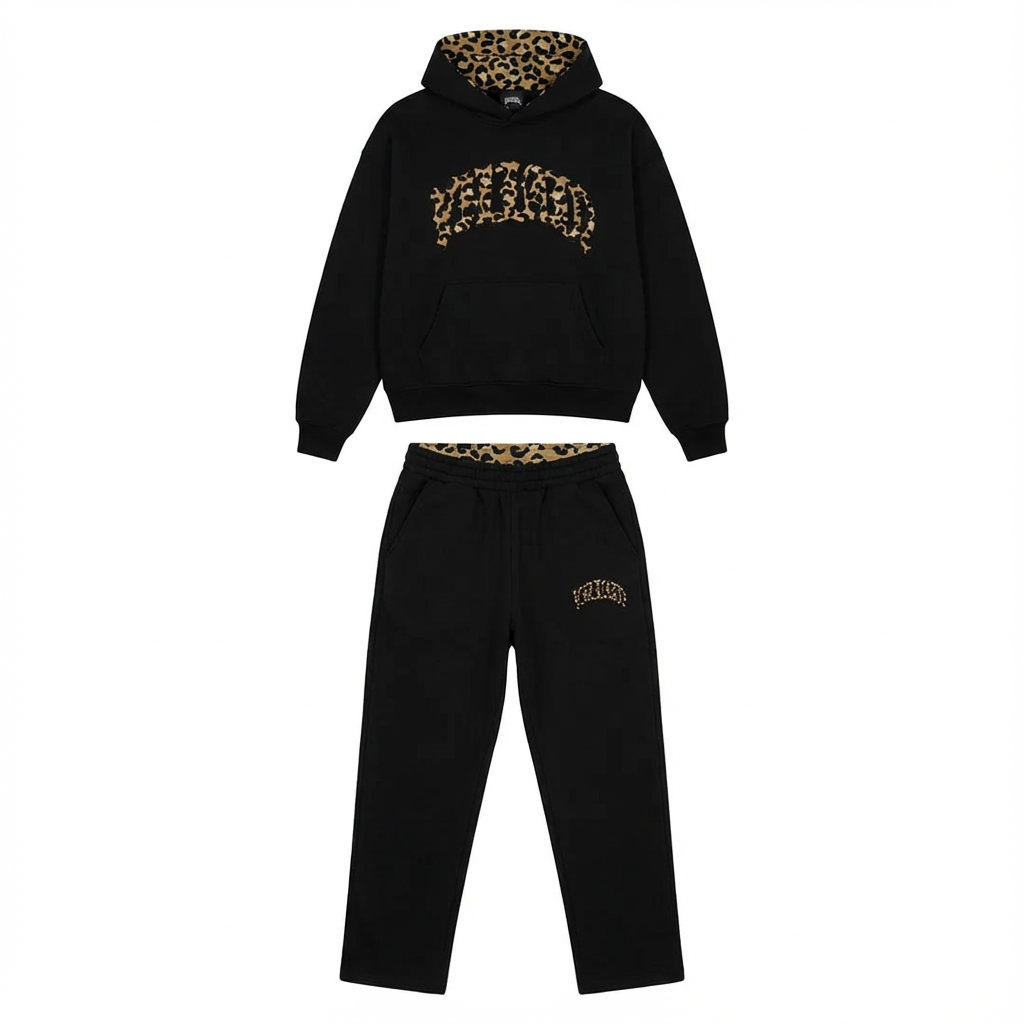 Velora Leopard Lounge Set | Hoodie & Jogginghose mit Leo-Akzent