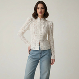 Lunéa Spitzenbluse | Elegante Bluse mit Stehkragen & femininer Silhouette