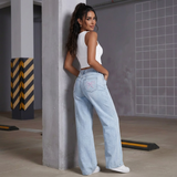 Rosélune Wide Leg Jeans | High Waist Damenjeans mit Schleifendetail