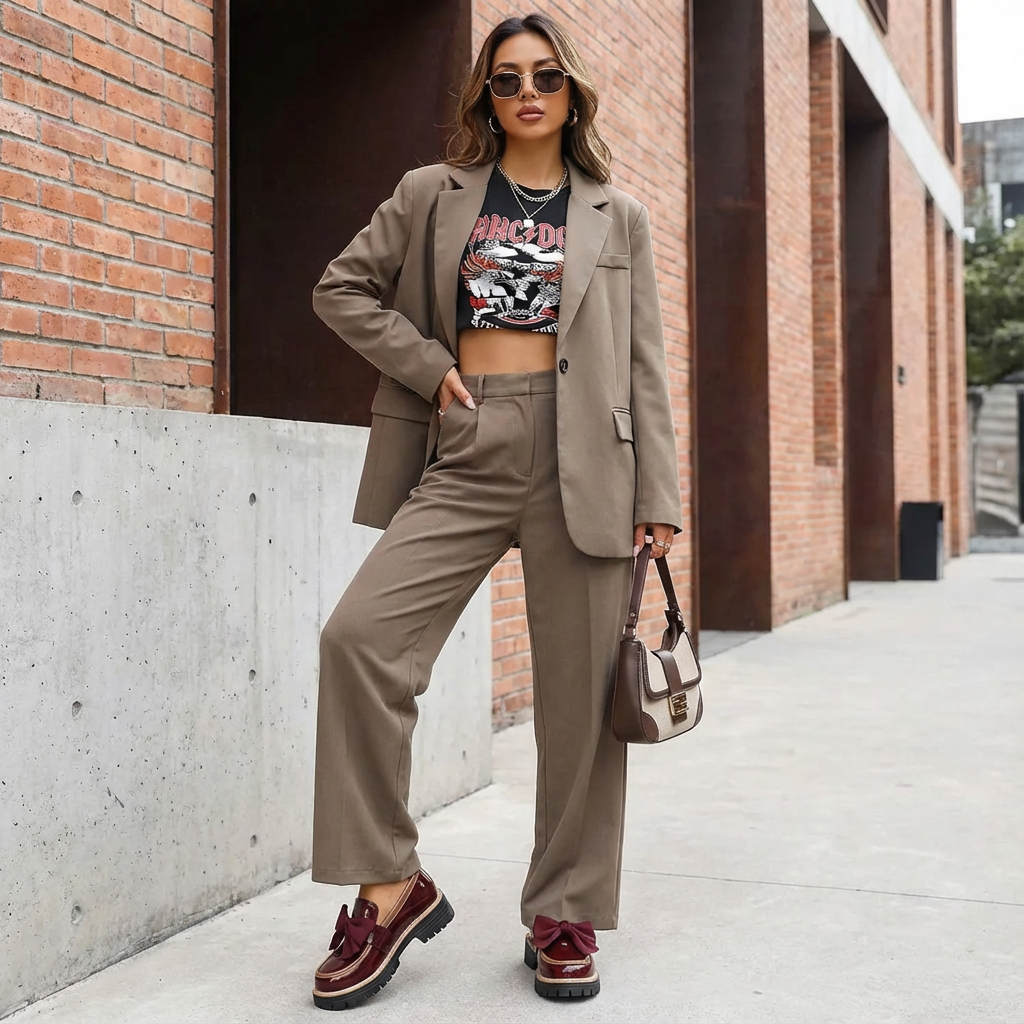 bordeauxfarbene Damen Loafer mit Schleifendetail und eleganter Optik