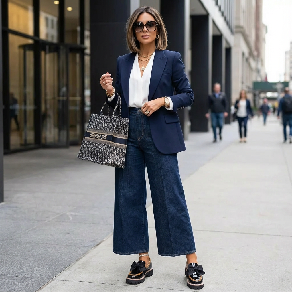 Detailaufnahme eines Damen Loafers mit Schleife aus veganem Leder