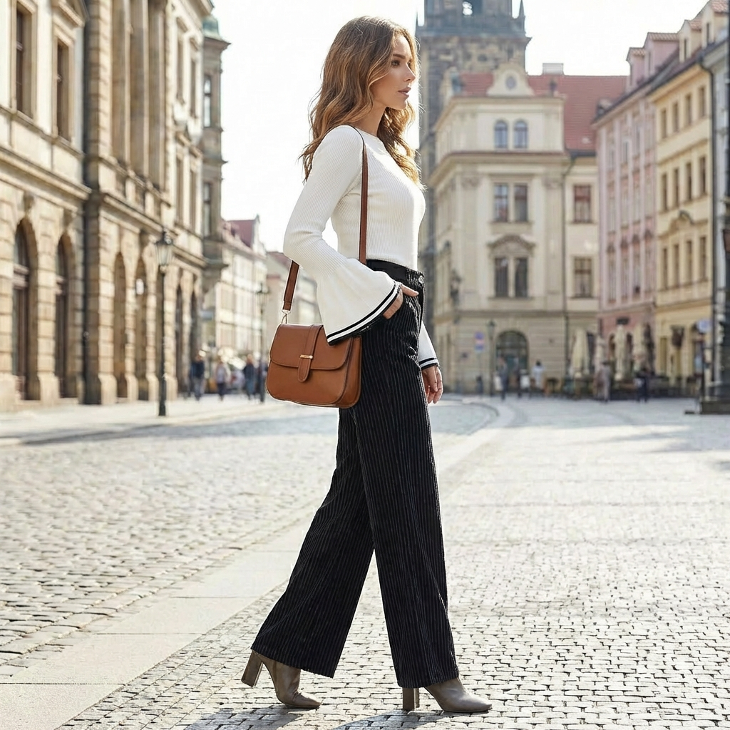 schwarze cordhose damen mit weitem bein