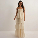Talaine Solina trägerloses Sommerkleid mit Stufenrock und Bindeband