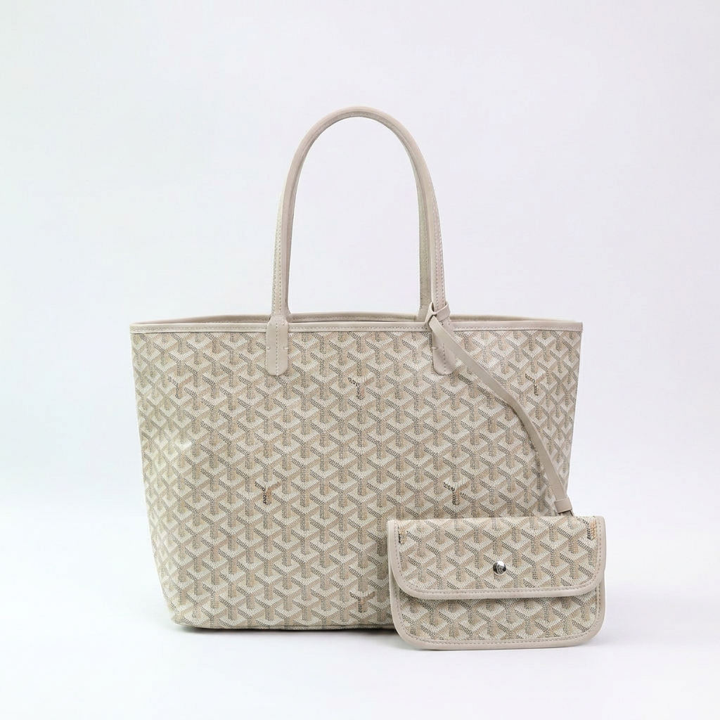 Cremefarbene Tote Bag mit passendem Etui