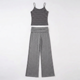 Graues gestreiftes Zweiteiler-Set Damen Top und Hose Produktansicht