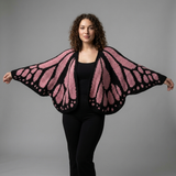 Rosa Schmetterling-Cardigan Damen mit weiten Ärmeln und Flügeldesign