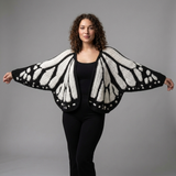 Weiß-schwarzer Schmetterling-Cardigan Damen mit Oversized-Ärmeln