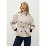 Kurzer Trenchcoat mit Stehkragen und Bindegürtel für Damen