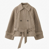 Elvéra karierte Trenchjacke mit Taillengürtel in Braun-Beige