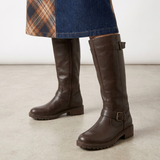 Rovena knielange Damenstiefel mit grober Profilsohle im Herbst-Look