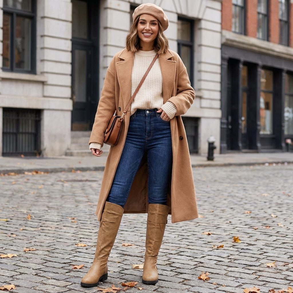 Hohe Stiefel Damen mit stützendem Fußbett für lange Tage, Lifestyle-Aufnahme