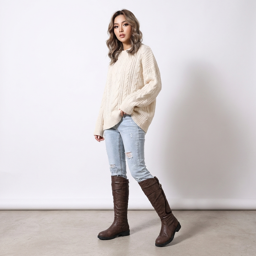 Hohe Stiefel Damen mit weichem Schaft und Fußbett im herbstlichen Streetstyle
