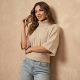 Elvienne Coltrui Damen – Zopfmuster-Detail in Beige