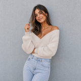 Elvianne Pullover in Khaki mit Wickeldesign