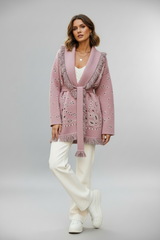Meliora Bandana Cardigan | Warme Damen Strickjacke mit Fransen & Muster