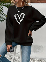 Lovana Heart Sweater Damen schwarz mit Herzprint
