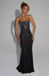 Loreviana | Glitzer Abendkleid mit Strass & Rücken-Schnürung