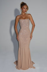 Loreviana | Glitzer Abendkleid mit Strass & Rücken-Schnürung