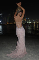 Loreviana | Glitzer Abendkleid mit Strass & Rücken-Schnürung