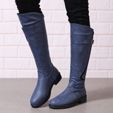 Hohe Stiefel Damen in Marineblau mit weichem Schaft und Fußbett, Vorderansicht