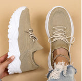 beige Sock Sneaker für Damen mit markanter Profilsohle